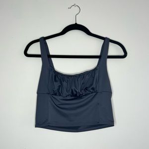 Blue rouched cropped tank top
